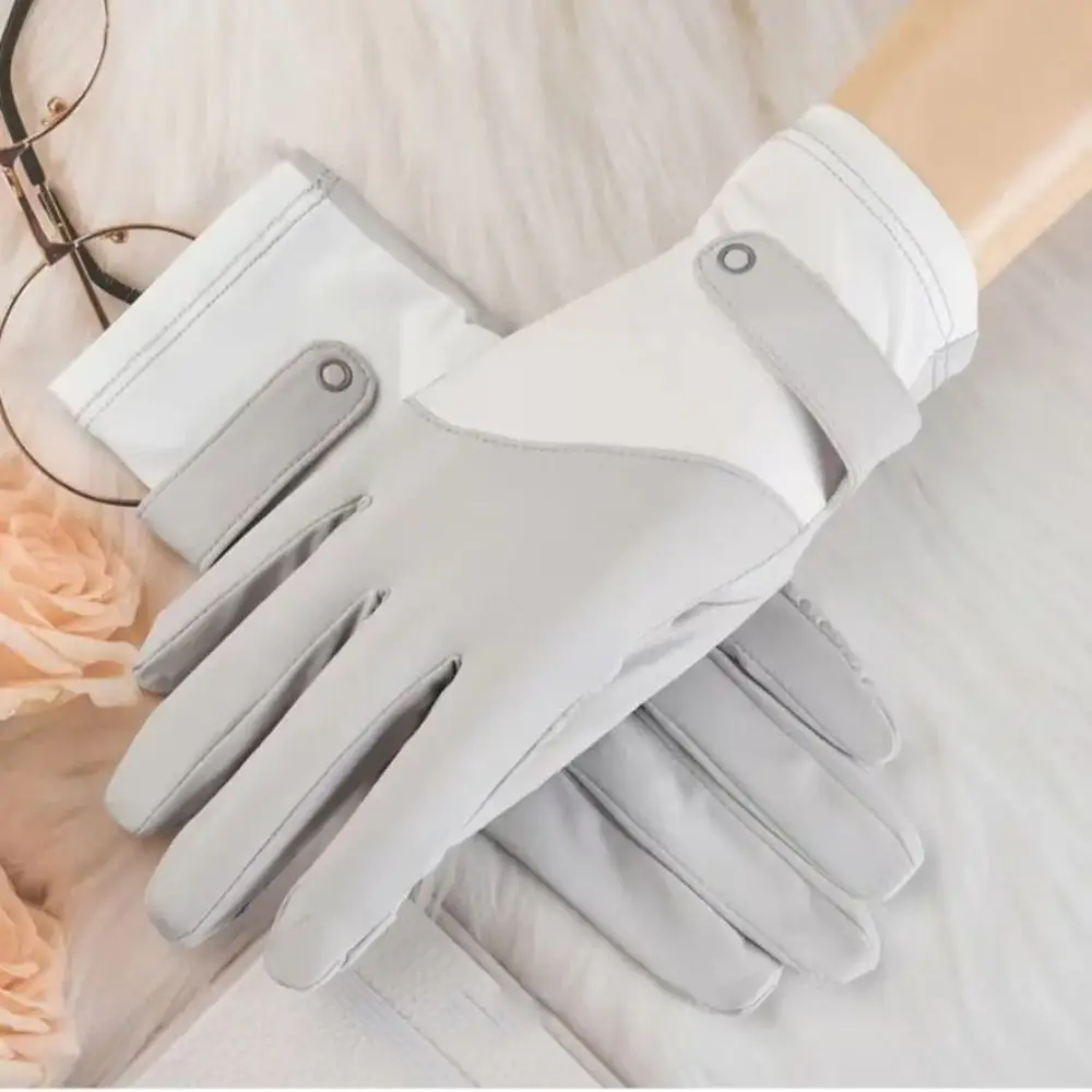 통기성 자외선 차단 장갑 안티 썬번 안티 UV 선스크린 아이스 실크 장갑 미튼 우아한 여름 선스크린 장갑 여성용
