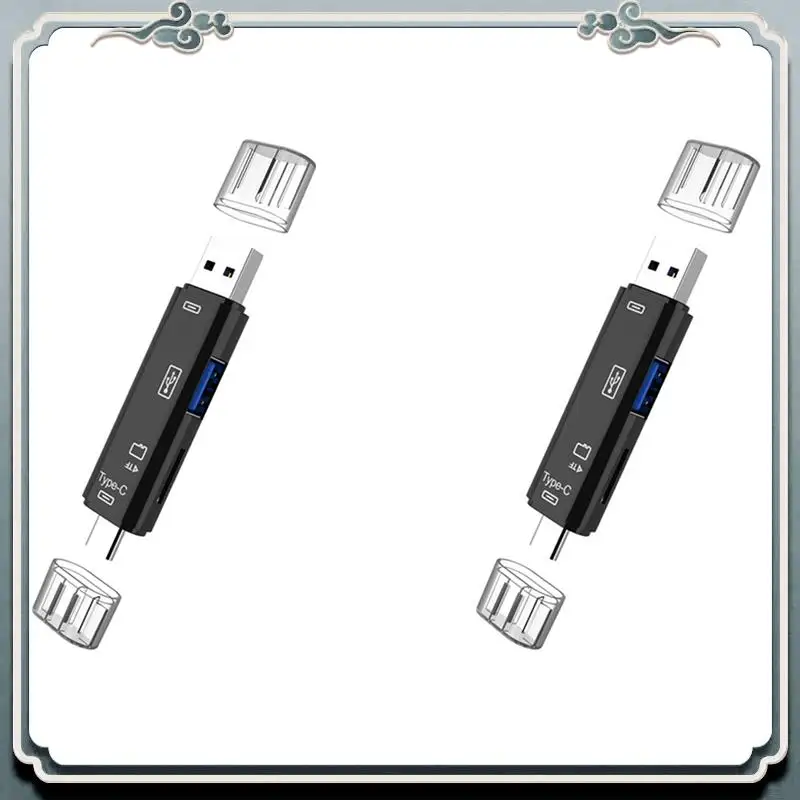 

Premium 2X 5 In 1 USB 2.0 Type C/USB /Micro-USB/TF/SD Memory Card Reader OTG Card Reader Adapter Mobile Phone Accessories,Black