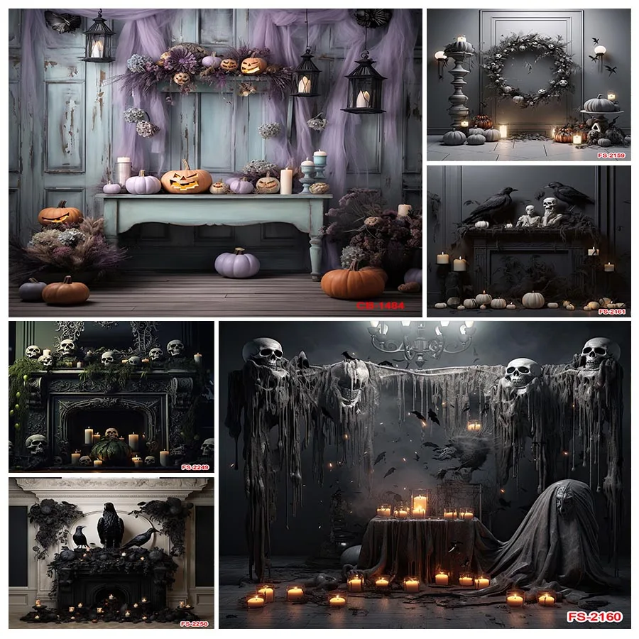 

Photography Background Halloween Scary Pumpkin Bat Spooky Night Kid Birthday Party Portrait Decor Photo Backdrop Studio