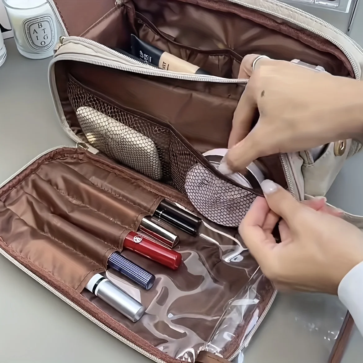 Makeup bag for female large capacity portable travel 2023 new advanced Makeup brush toiletries storage bag is super hot