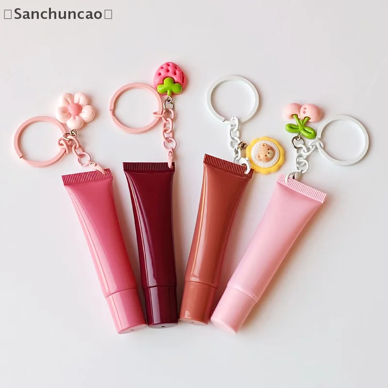 ieniaSan Parque10/15 ml lege lippenstiftbuis met sleutelhanger Knijp sub-bottelen Hervulbare vloeistofcontainerfles Lipgloss monsterfles