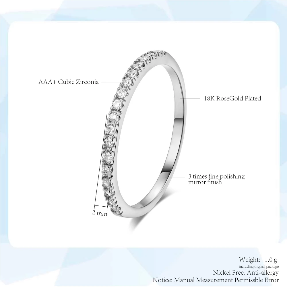 Wedding Engagement Thin Rings For Women Micro Pave Zircon Crystal Dainty Ring for Girls Fashion Jewelry All Size Wholesale R133