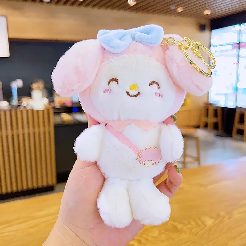 16cm Plush Sanrio Cinnamoroll Cute Doll Couple Keychain Pendant Grasping Stuffed Animal Doll Bag Pendant Gifts