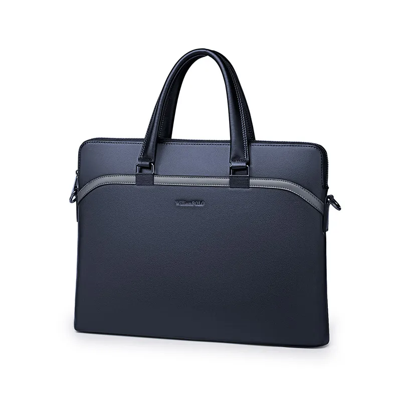 Maleta de couro de alta capacidade masculina, bolsa de ombro elegante para laptop da moda