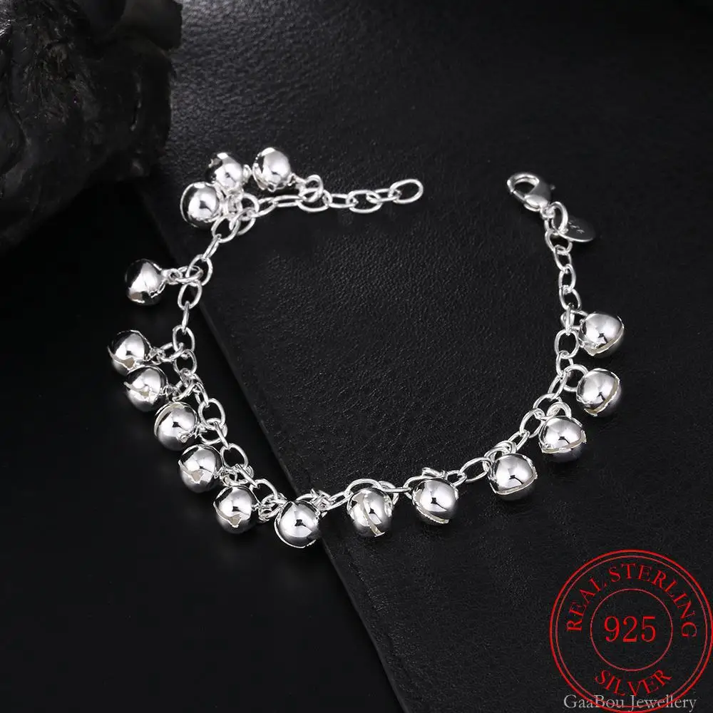 New in 925 Sterling Silver Small Bell Beads Bracelet For Women Luxury Designer Jewelry Wholesale   GaaBou