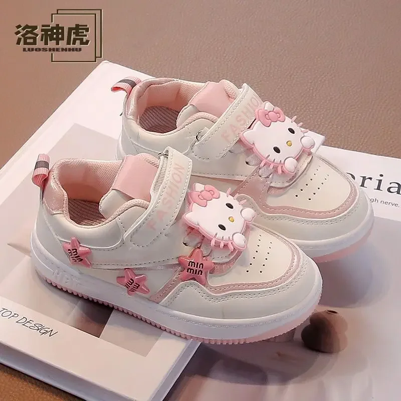 Girly Heart Kawaii Sanrio Hello Kitty Ins Fashion Sports Shoes Spring Autumn Children Casual Board Sneakers Gifts for Girls