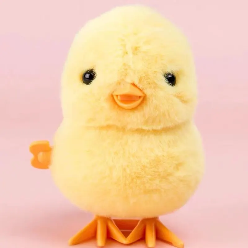 1 Pcs Yellow Jumping Chicken Clockwork Toy Walking Simulation Limb Development Plush Toy Chick