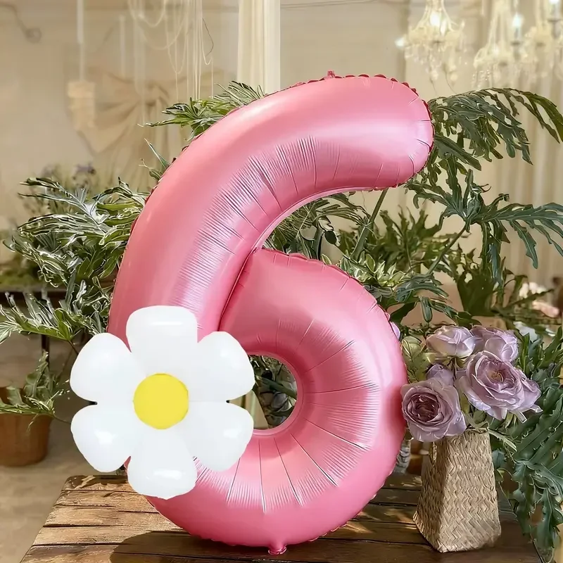 Weiße Gänseblümchen-Ballons Set Macaron Gelb/Rosa 40 Zoll Zahlenballon Geburtstagsfeier Jubiläumsdekoration Foto-Requisiten – Detail 17