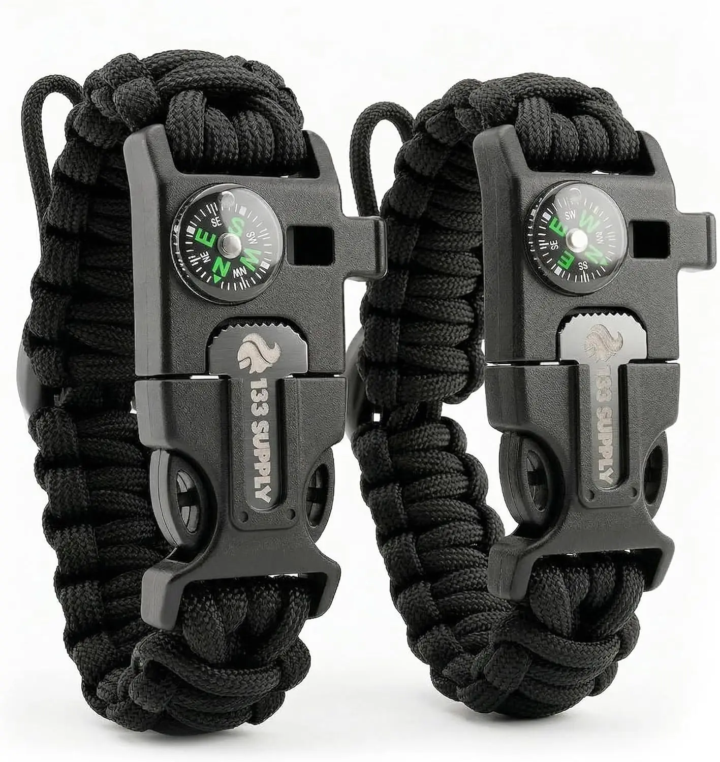 

Survival Paracord Bracelet with Compass, Whistle, Fire Starter - Hiking & Camping Essentials for Outdoor Adventures