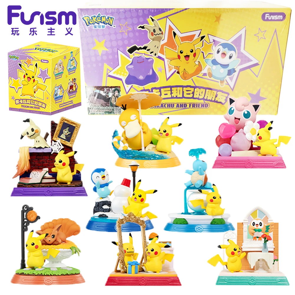 

Genuine Funism Pokemon Pikachu and Friend Series Blind Box Cartoon Designs Figurines Trendy Model Toys Collection Surprise Gifts