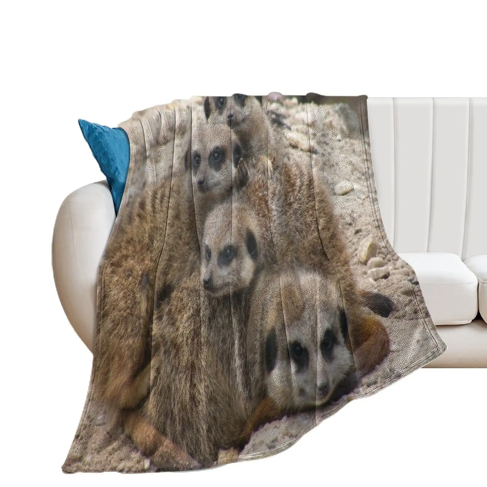 Meerkat family cuddles Throw Blanket For Decorative Sofa Shaggy Blankets