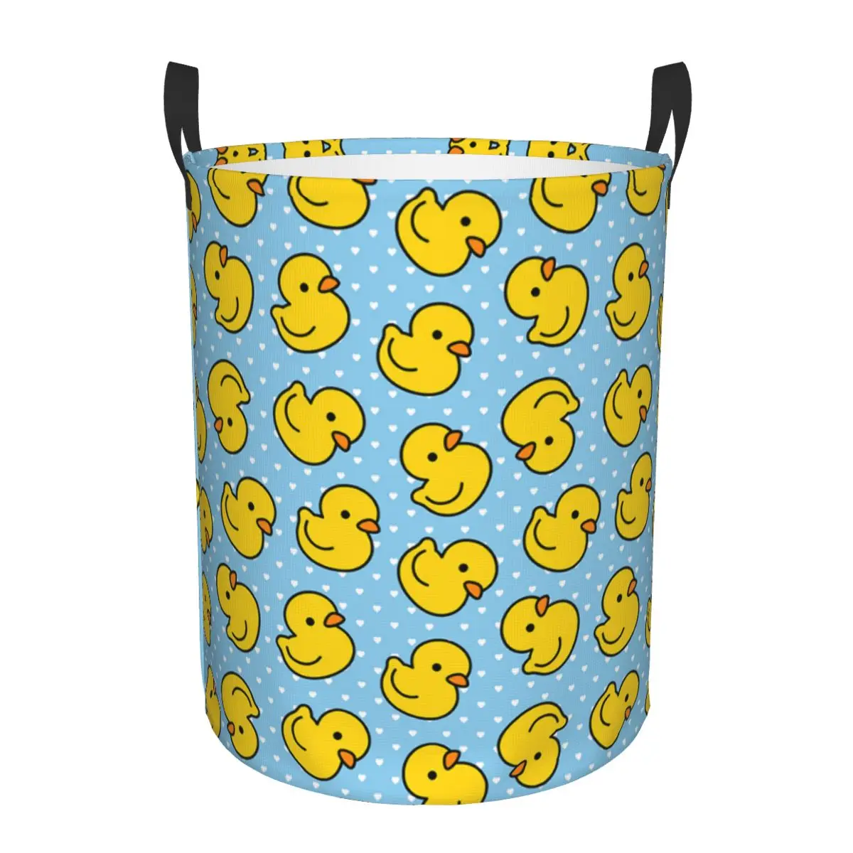 Custom Cartoon Cute Duck Laundry Basket Foldable Clothes Hamper for Nursery Kids Toys Storage Bag