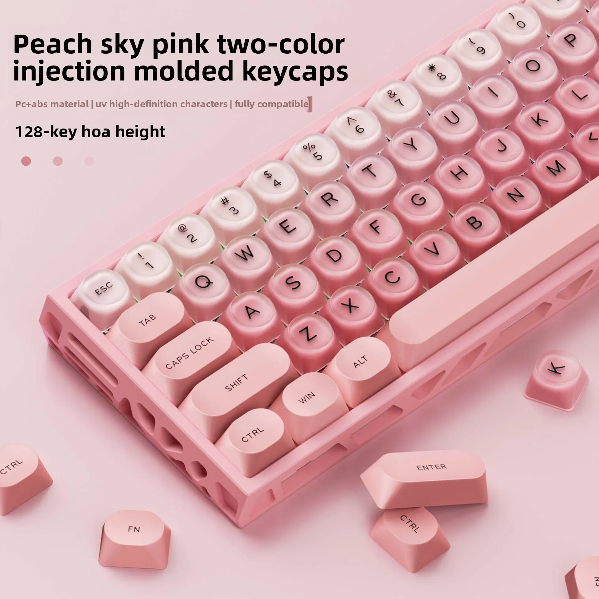 Key Hoa Profile Gradient Keycap Set Double-Shot Uv Printed Pc Abs Keycaps To Layout Mechanical Keyboards Satellite Stabilizers