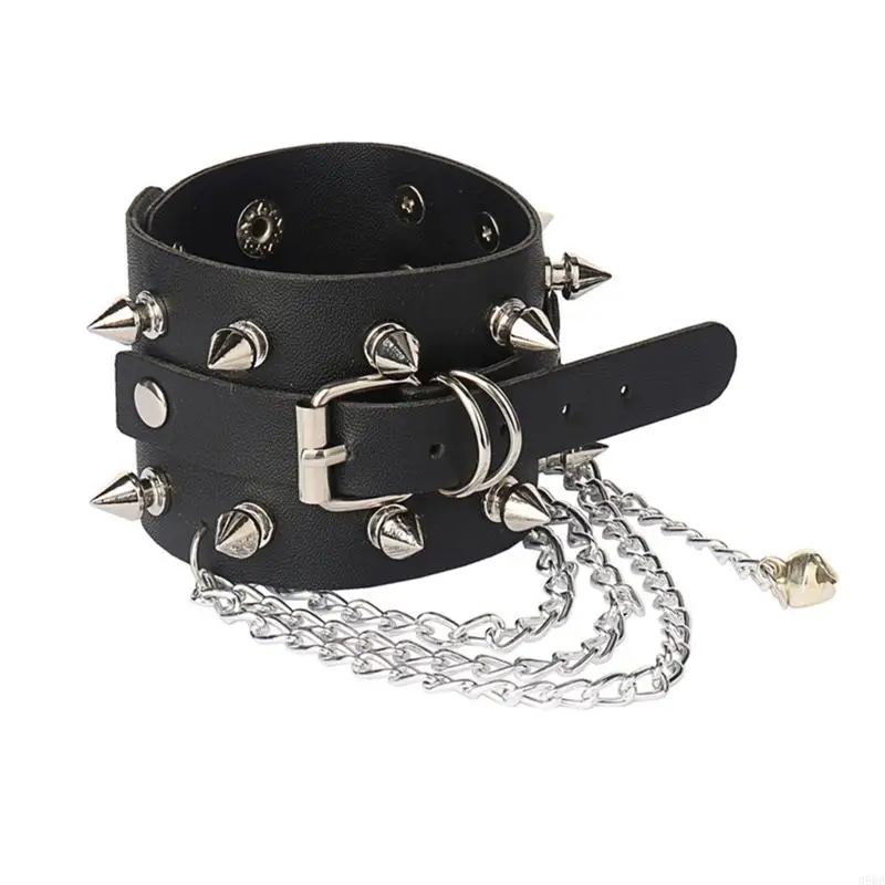 

652F Leather Studded Punk Bracelet Studded Armband Rivets Bracelet Rivets Cuff Bangle Metal Studded Wristband Chain