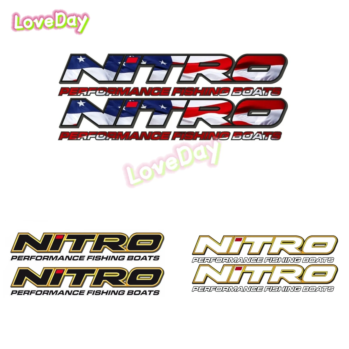 

2PCS NITRO USA Boats Logo Sticker Vinyl Vehicle Graphic Sticker Decal Set Car Truck Decorative Stickers
