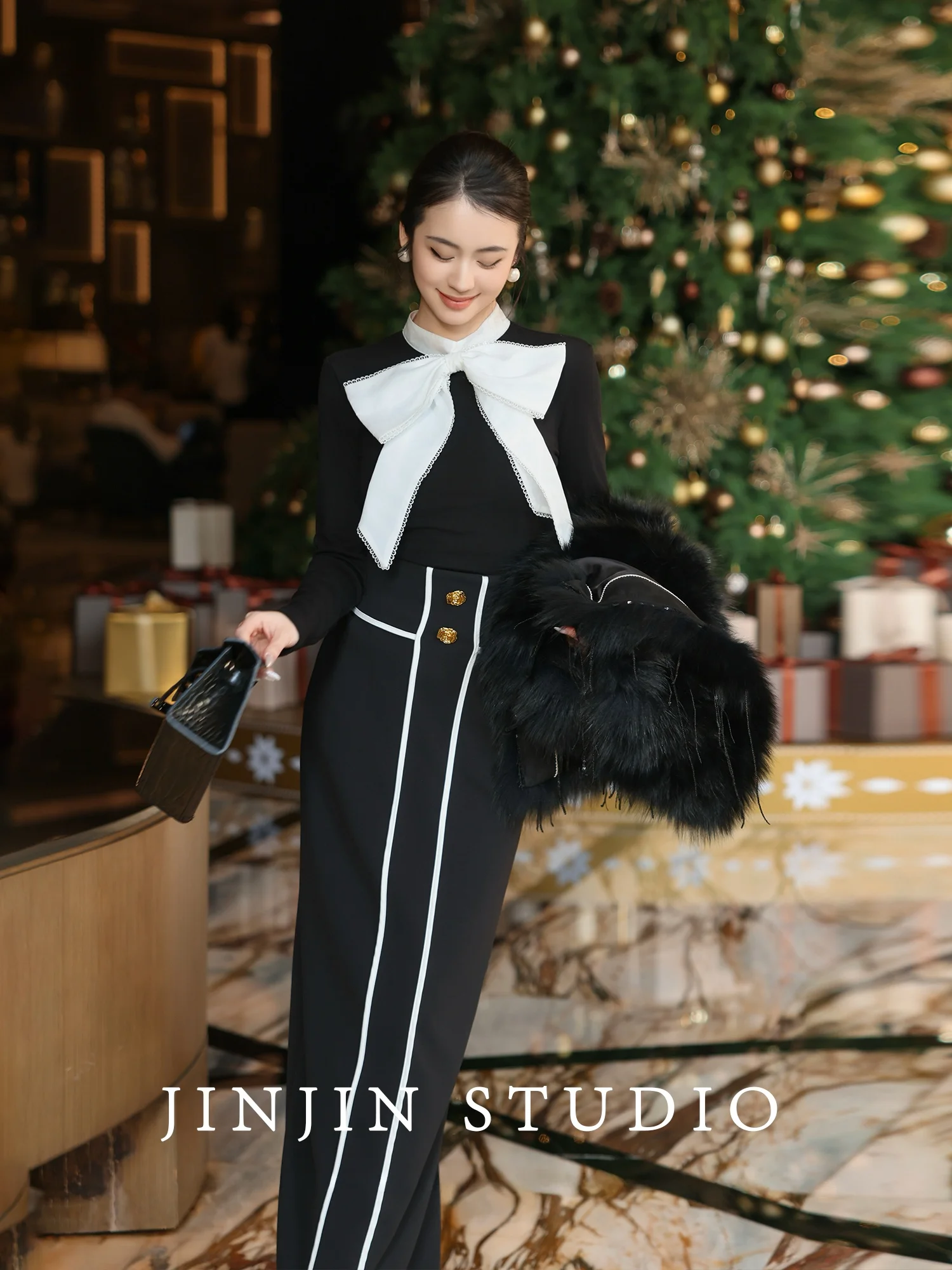 

Модная прямая юбка миди на флисовой подкладке, оригинальный дизайн, зимняя коллекция, женская повседневная одежда, несминаемое полиэфирное волокно