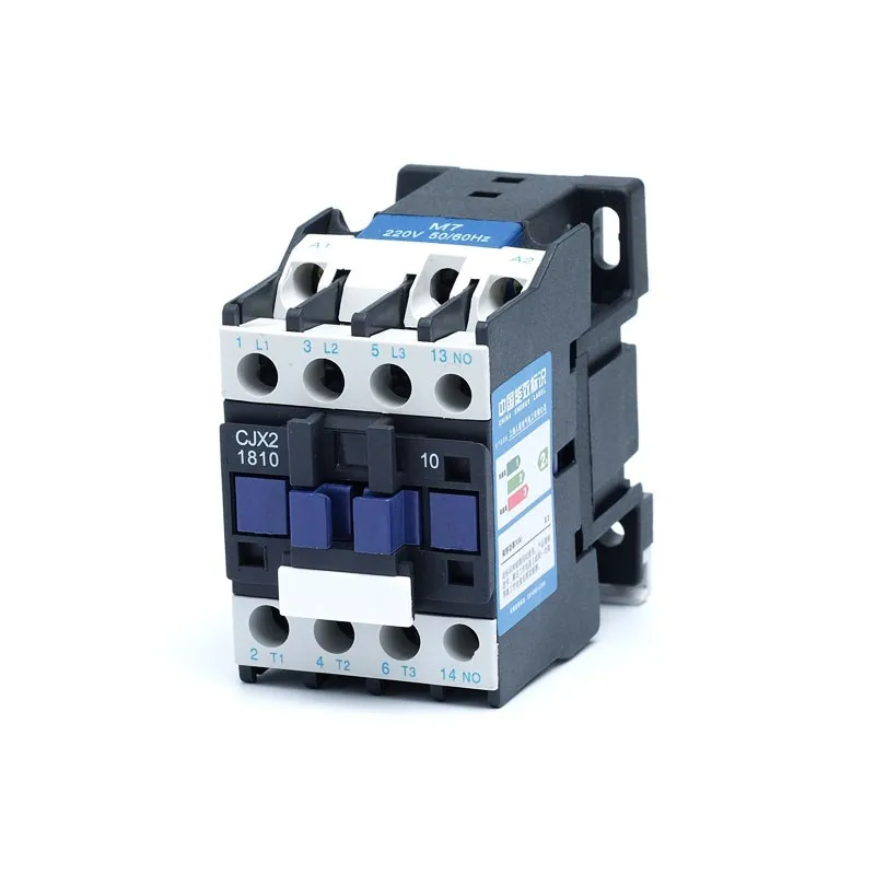 CJX2-1810 LC1 AC Contactor 18A 3 Phase 3-Pole NO Coil Voltage 380V 220V 110V 36V 24V 50/60Hz Din Rail Mounted 3P+1NO Normal Open