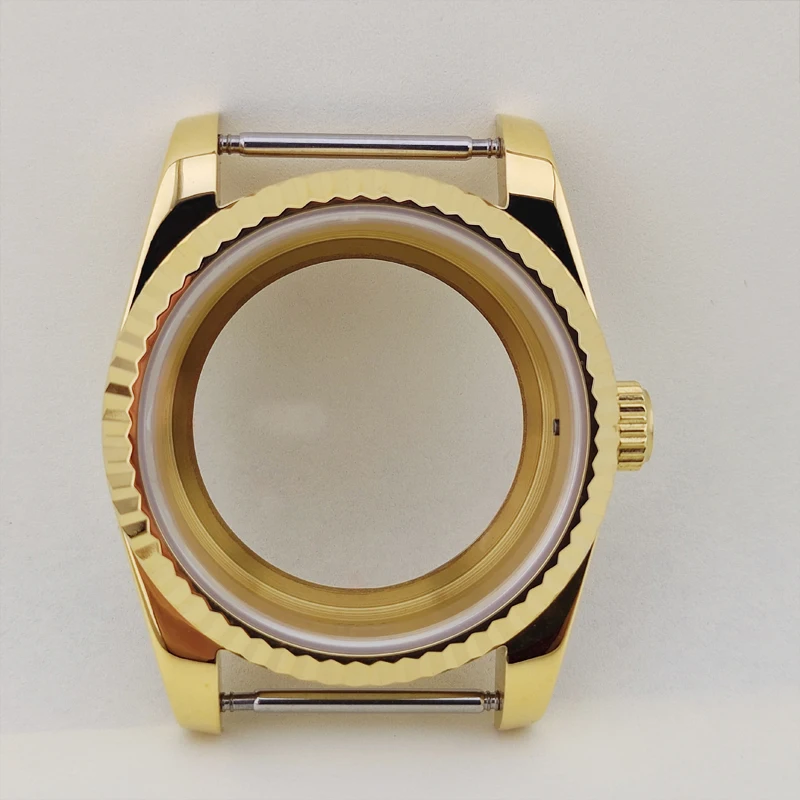 

PVD gold stainless steel transparent bottom 36/39mm diameter Oyster Perpetual case with magnified date, suitable for NH35/36