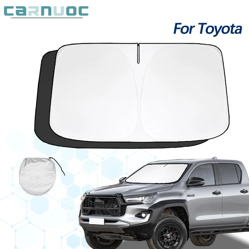 Auto UV Protection For Toyota Hilux 2016-2023 Car Window Sunshade Cover Sun Shade Windshield Visor Protector Windscreen Folding