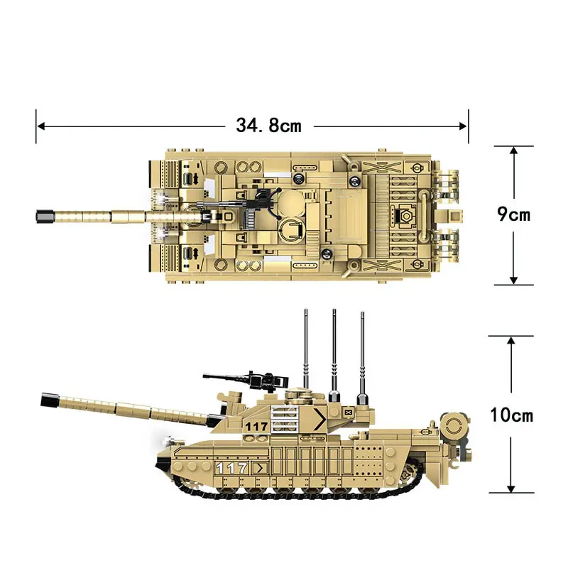 The Merkava MK.4 Military Tanks Challenger 2 Main Battle Tank Soldier Police Building Blocks WW2 Bricks Army Kids Children Toys