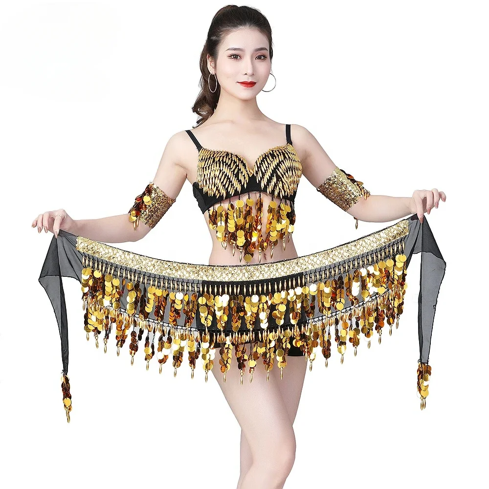 

New Belly Dance Waist Chain Sexy and Fashionable Sequins Tassels Hip Scarves Practice Performances Dance Costumes Party Dresses