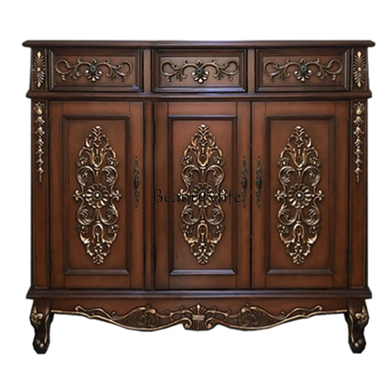 

European oak door shoe cabinet entrance entrance cabinet