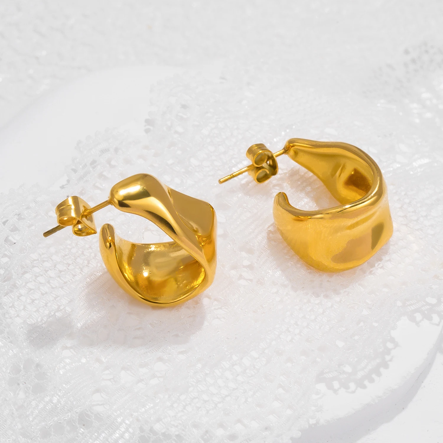 Women's Gold Plated Geometric Stud Earrings