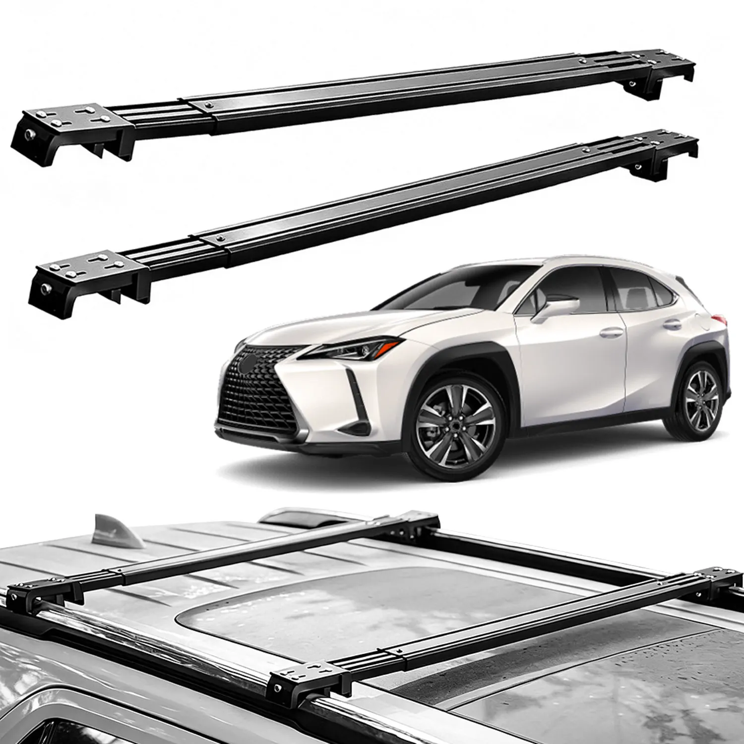 Fits Lexus UX UX200 UX250h 2019-2025 Roof Rack Cross Bars, Silent Telescopic, Heavy Duty Carrier, Anti-Theft Lock, Easy Install