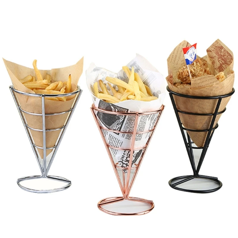 Fashion Cone Holder Stand Cone Snack Fried Chicken Display Rack Wire Stands for Kitchen French Fry Stand Fry Drop Shipping