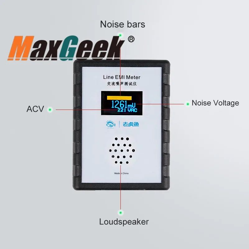 Imagem -06 - Maxgeek Oled Display Mains Noise Tester 10khz10mhz Linha Emi Medidor Instrumento de Medição de Banda Larga Fonte de Alimentação ca Ondulação Analisar