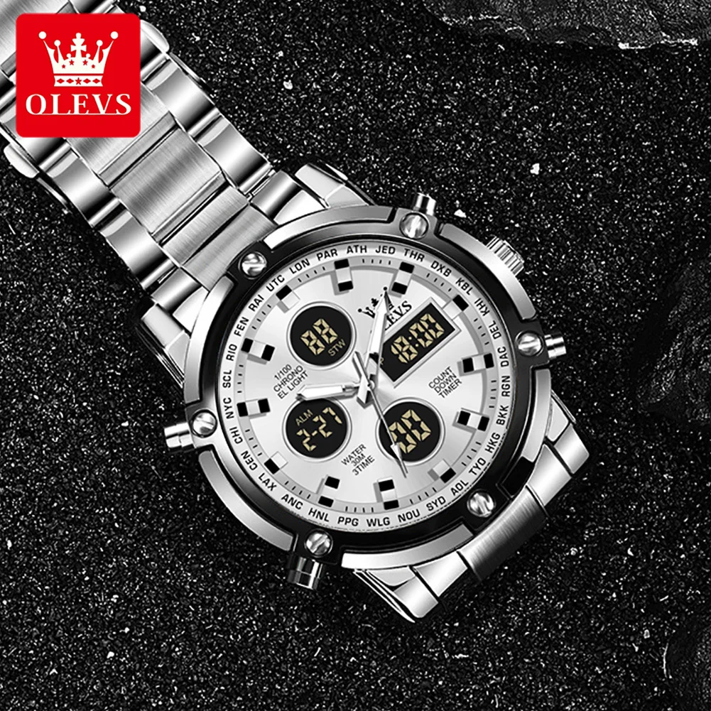 Imagem -06 - Olevs Masculino Automático Relógio de Moda Mecânica Cinta Relógio de Pulso Luminoso à Prova Impermeável Água Esporte Cronógrafo Reloj Aço Inoxidável