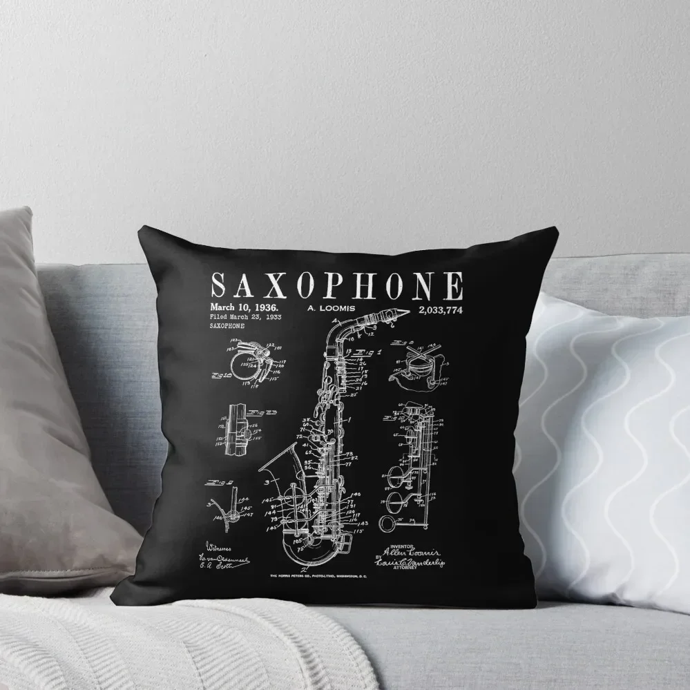 

Saxophone Old Vintage Patent Drawing Print Throw Pillow Sofa Cushions Christmas Pillow Cases Pillowcases For Pillows pillow