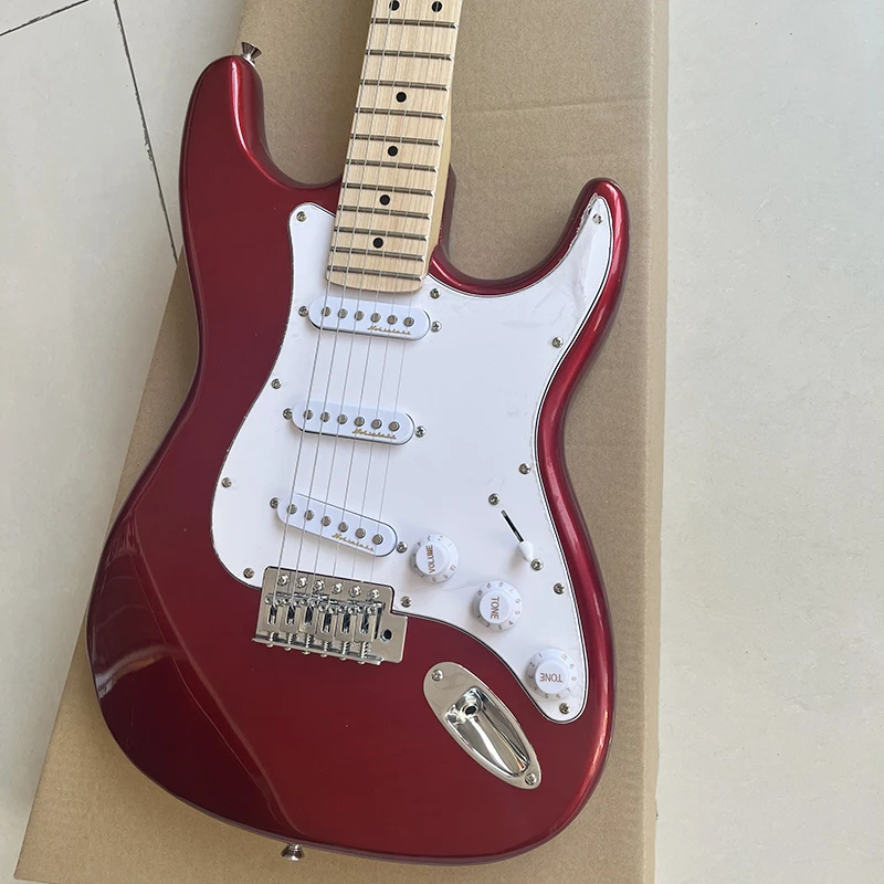 Classic st brand electric guitar, professional performance level, bright metal red surface, quality paint, free delivery to home