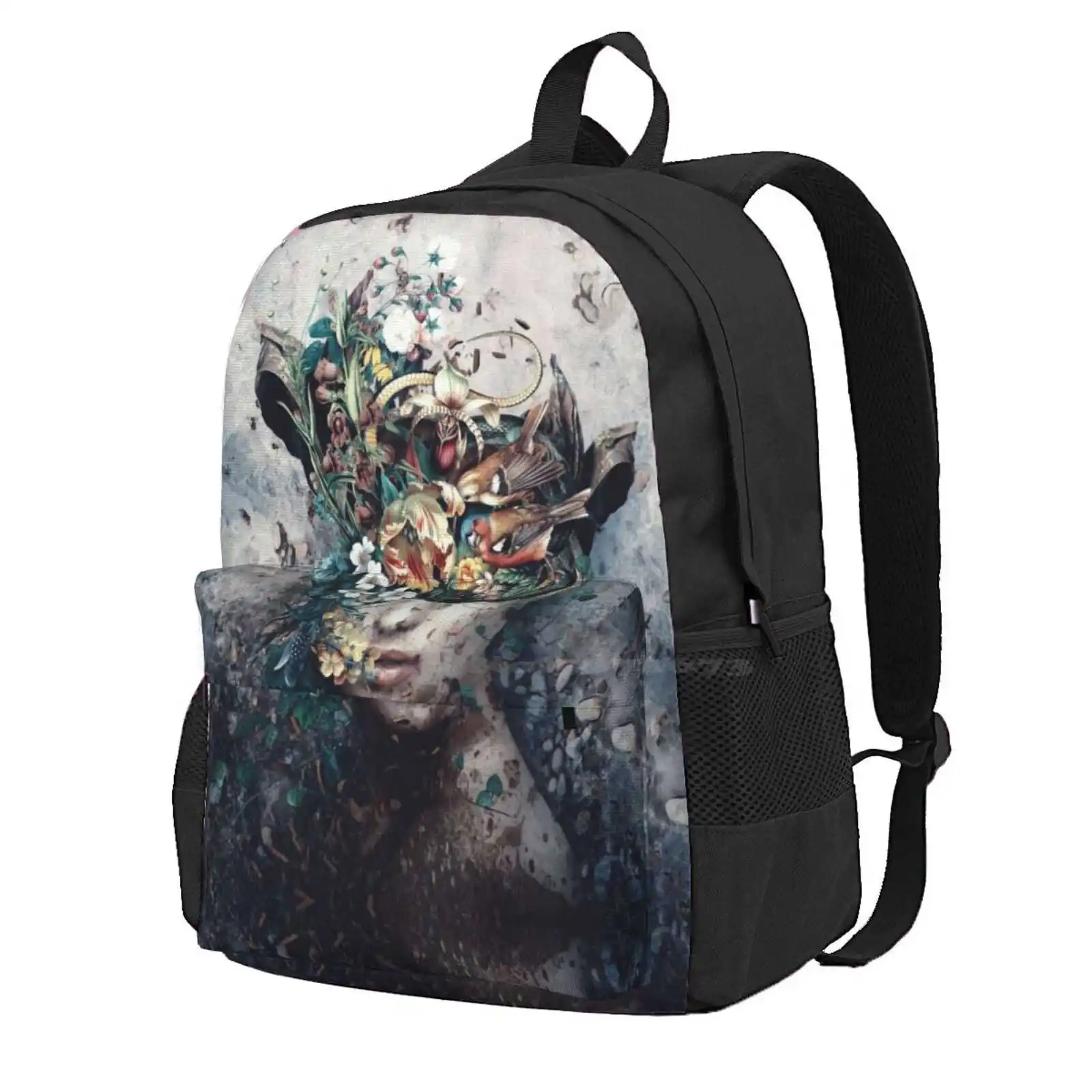 Source Of Life Hot Sale Schoolbag Backpack Fashion Bags Surreal Art Floral Art Surrealism Collage Artwork Collage Collective