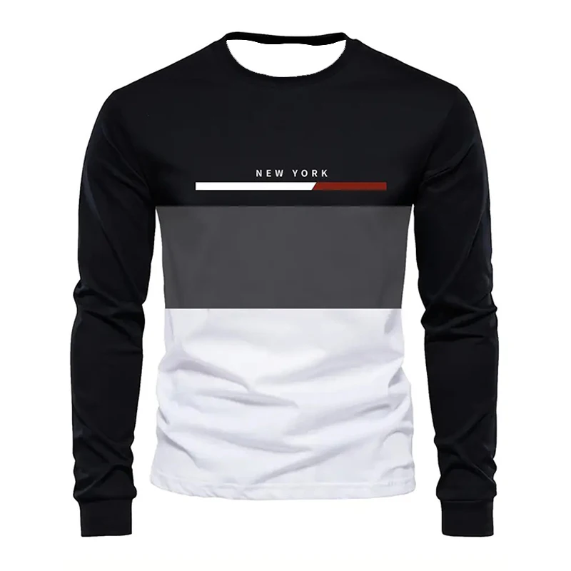 

Spring and Autumn letter NEW YORK printed men's comfortable T-shirt casual T-shirt simple and fashion long sleeved men clothing