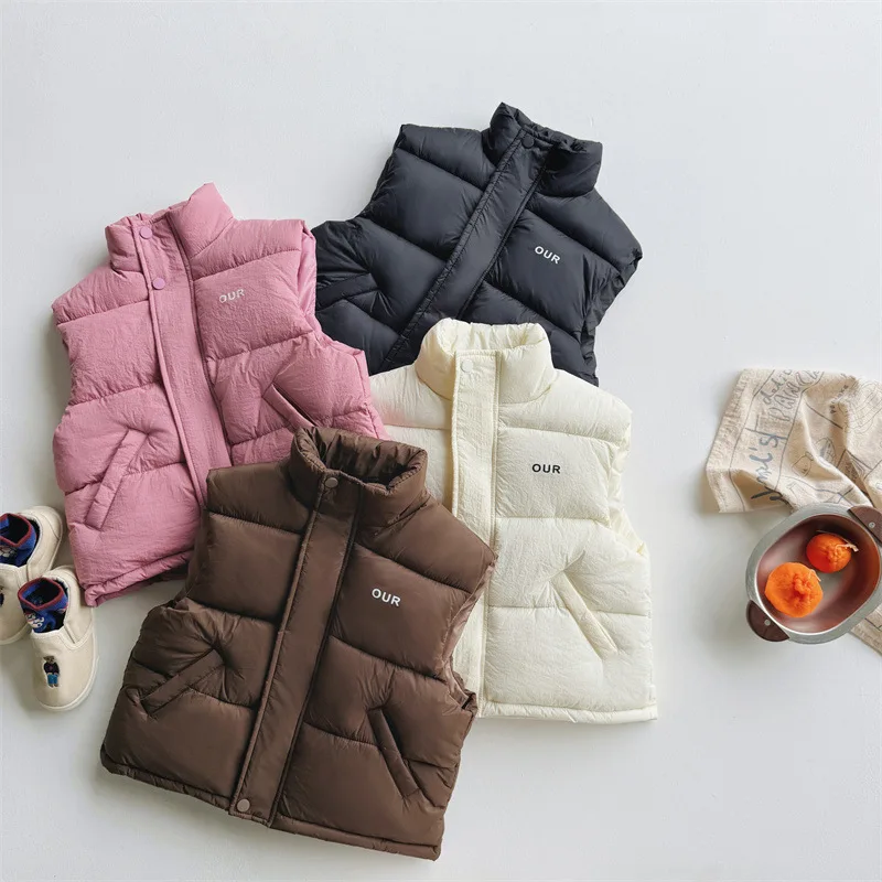 

2025 Children's down Cotton Vest New Style for men and women to wear outside Trendy vest Korean version vest