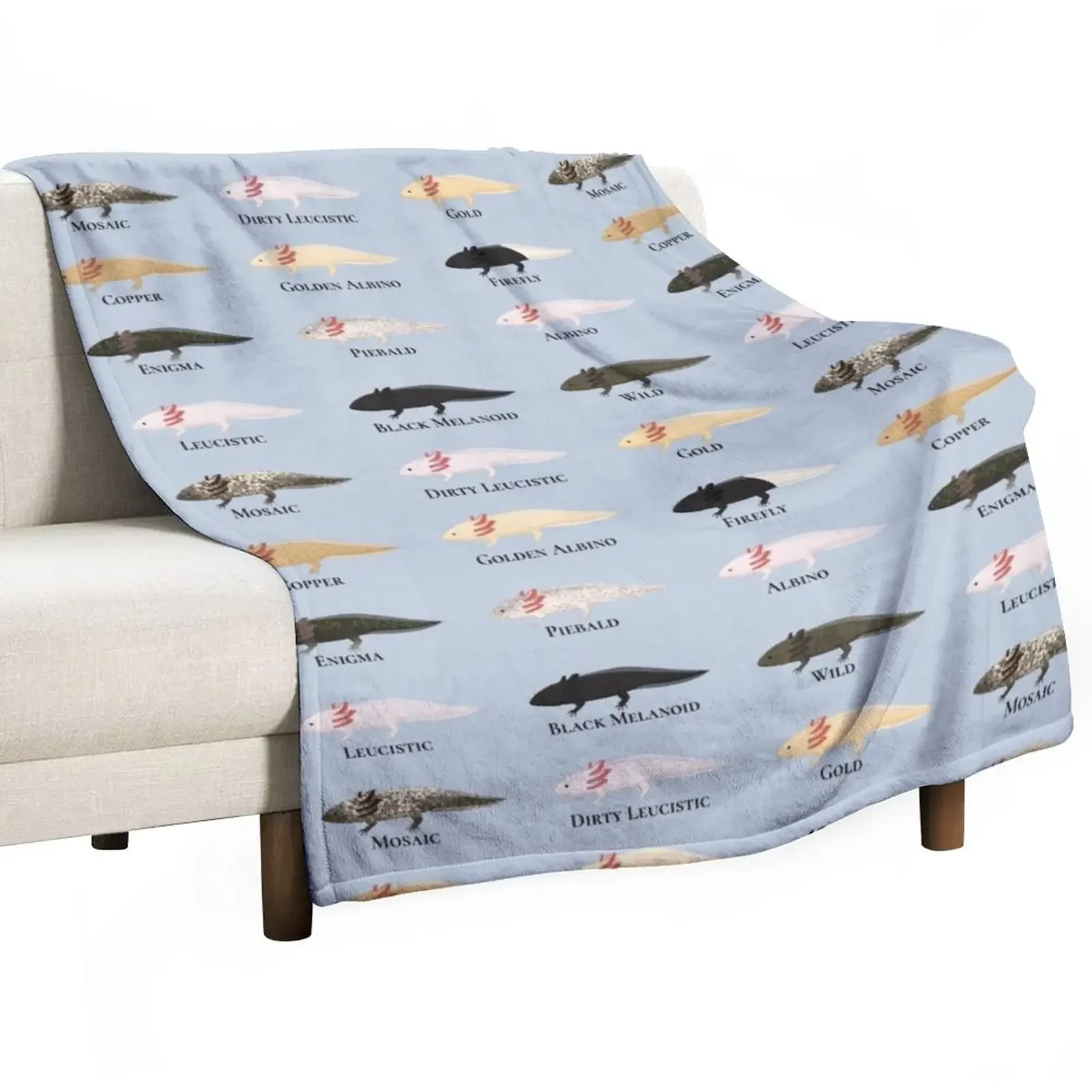 

Labelled Axolotls Pattern Throw Blanket Retros Softest Blankets For Baby Soft Plush Plaid Blankets