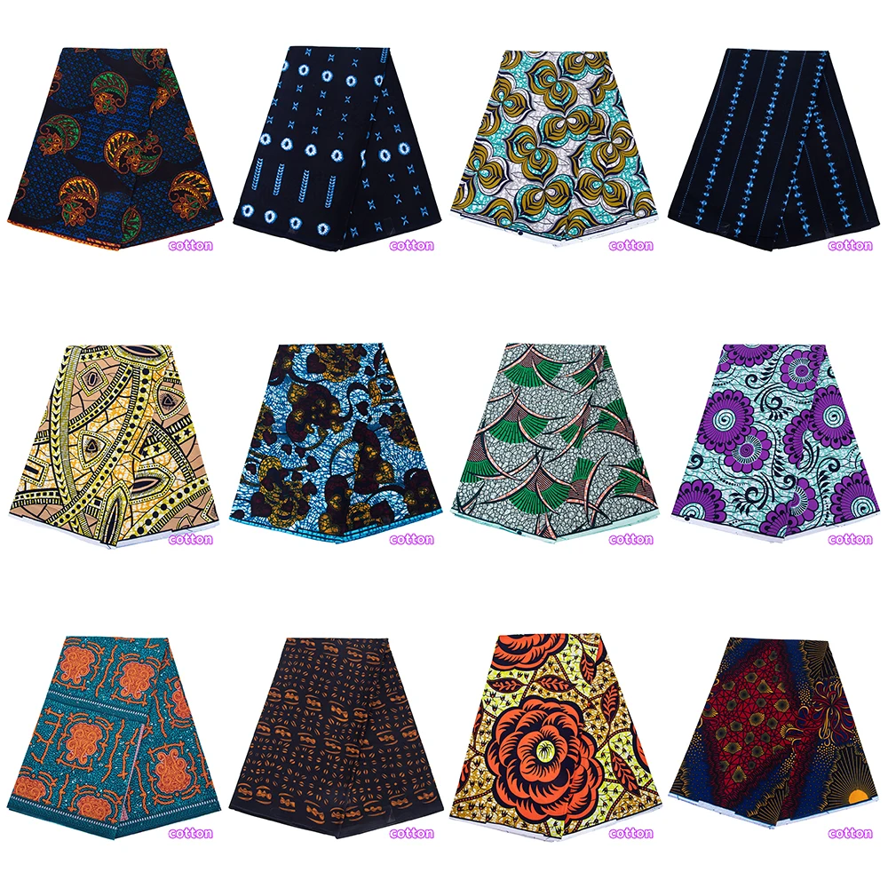 

Cotton Ankara African Fabric Batik Pagne Super Wax Print Fabric Patchwork Dress Craft Material Cotton Quality DIY Sewing Tissu
