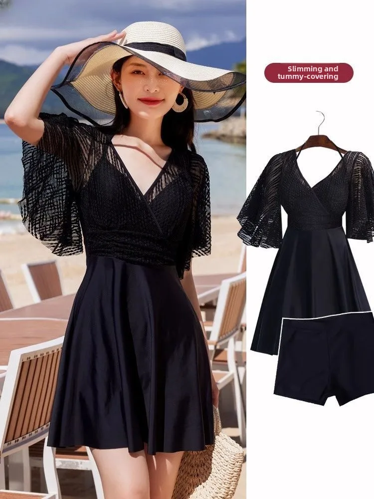 

Ele One-Piece Swimsuit Women's New 2025 Sexy Conservative Ne Hanging Beautiful Pure Desire Adult Swimwear Casual Fitn