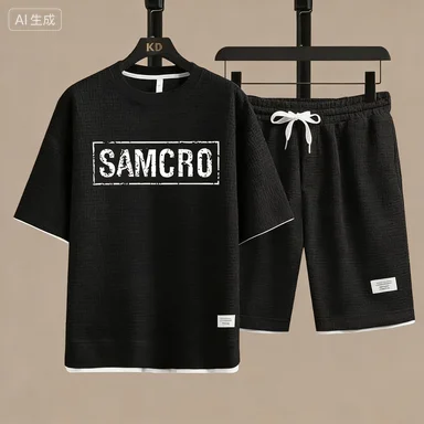 

Fashion men's casual sports set new 2026 summer outdoor breathable round neck men short sleeve T-shirt + shorts two sets
