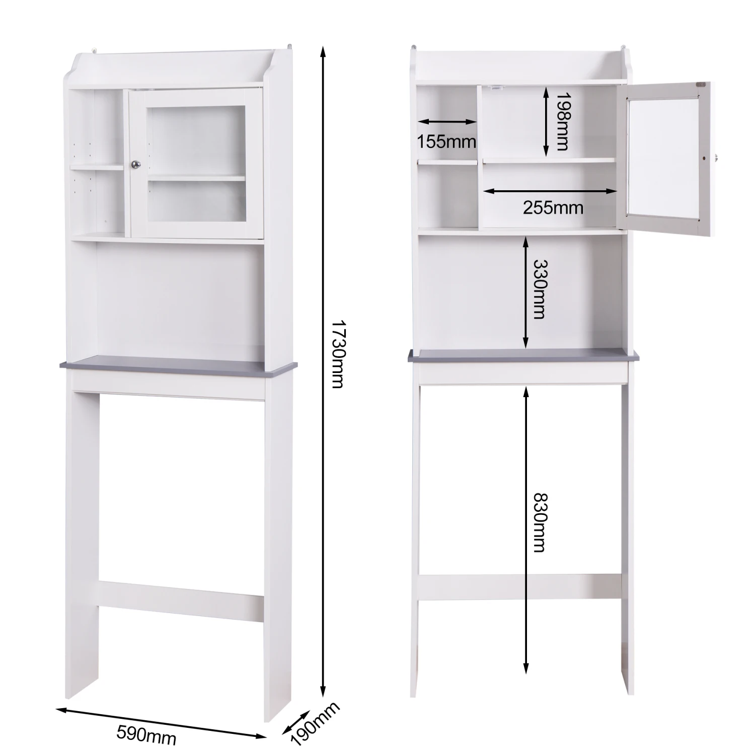 

Modern White Bathroom Storage Cabinet - Over The Toilet Space Saver Organization