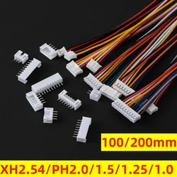5Sets JST1.25 ZH1.5 PH2.0 XH2.54 Connector Female Male 2/3/4/5/6/7/8/9/10P With Cable 10/20cm with bend PIN 2.54MM