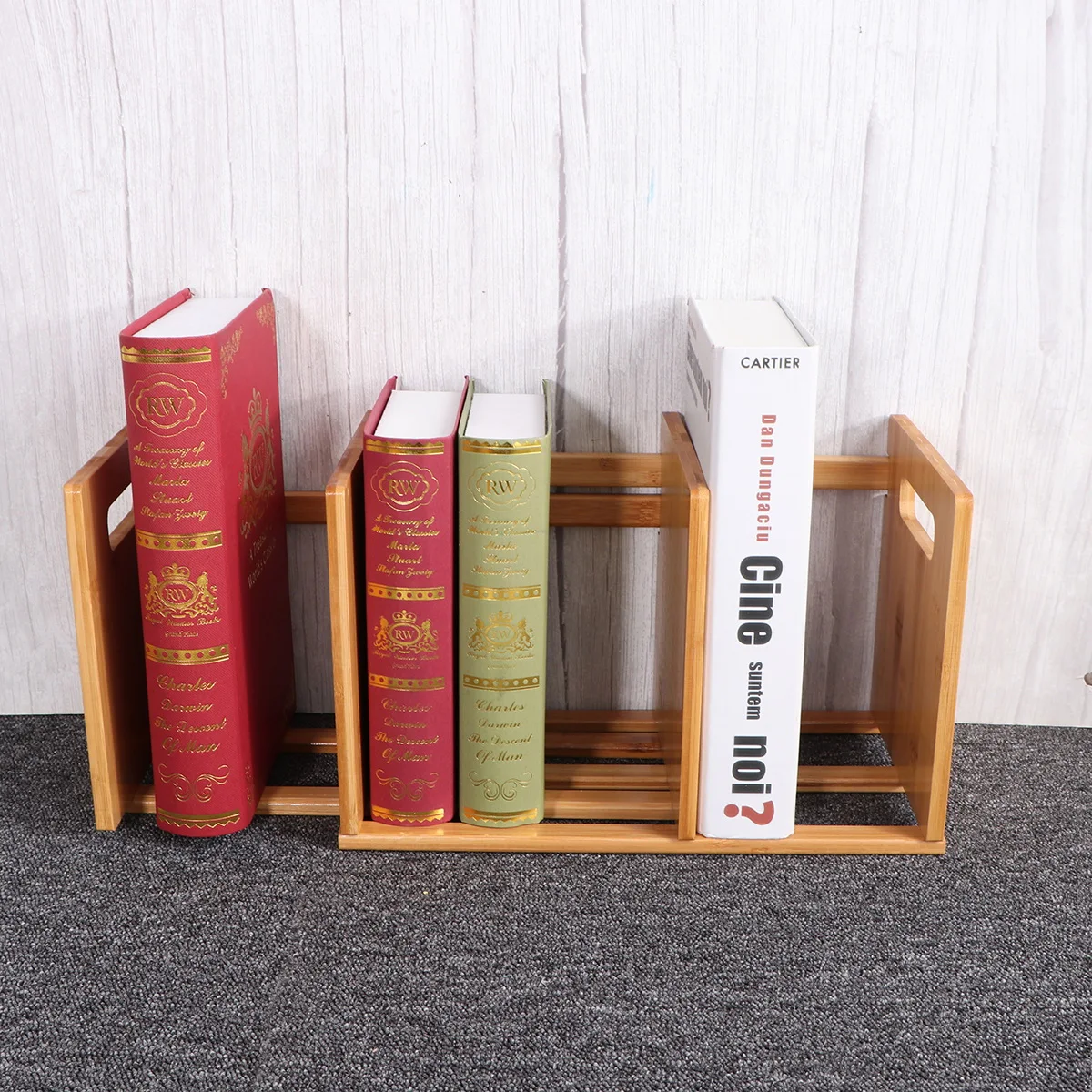 

Desktop Book Shelf Stretchable Storage Rack Mini Organizer Wood Color Room Safe Mould Resistant Premium Paint File