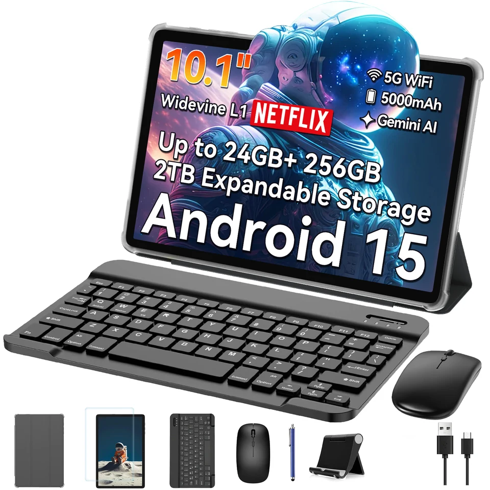 TABWEEタブレットT20本体とアクセサリーセット TABWEE T20 10インチ Wi-Fiモデル Android15 24GB+256GB+2TB拡張