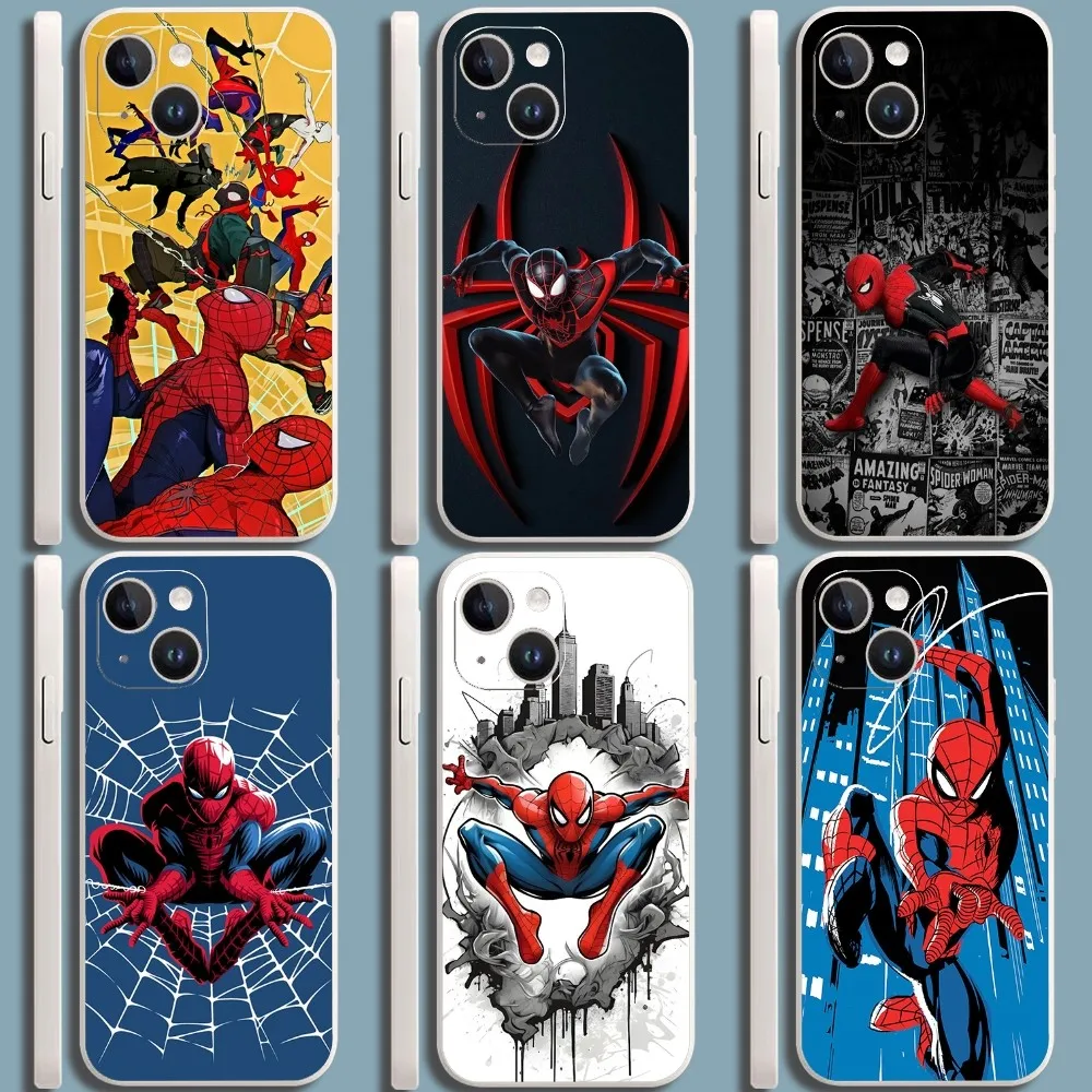 M-Marvel S-Spider-Man Phone Case For Iphone 11 13 14 Pro Max X Xr Xs Max Se2020 12mini White Cover Case