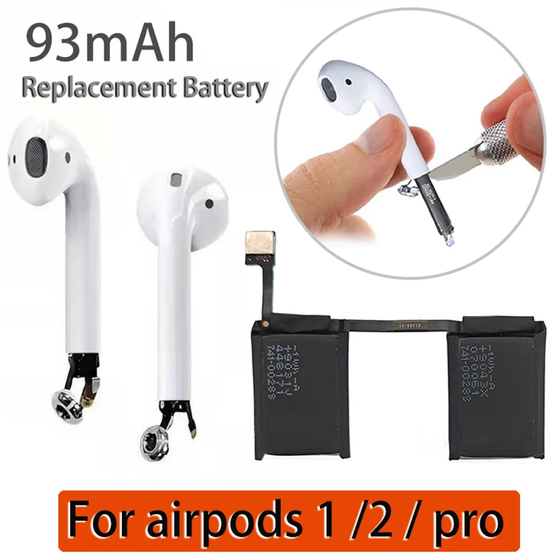 for Original Airpods 1 2 Pro 93mAh Replaceable Battery Increase Life Replace Battery Charging Chamber Box Earphones Accessories