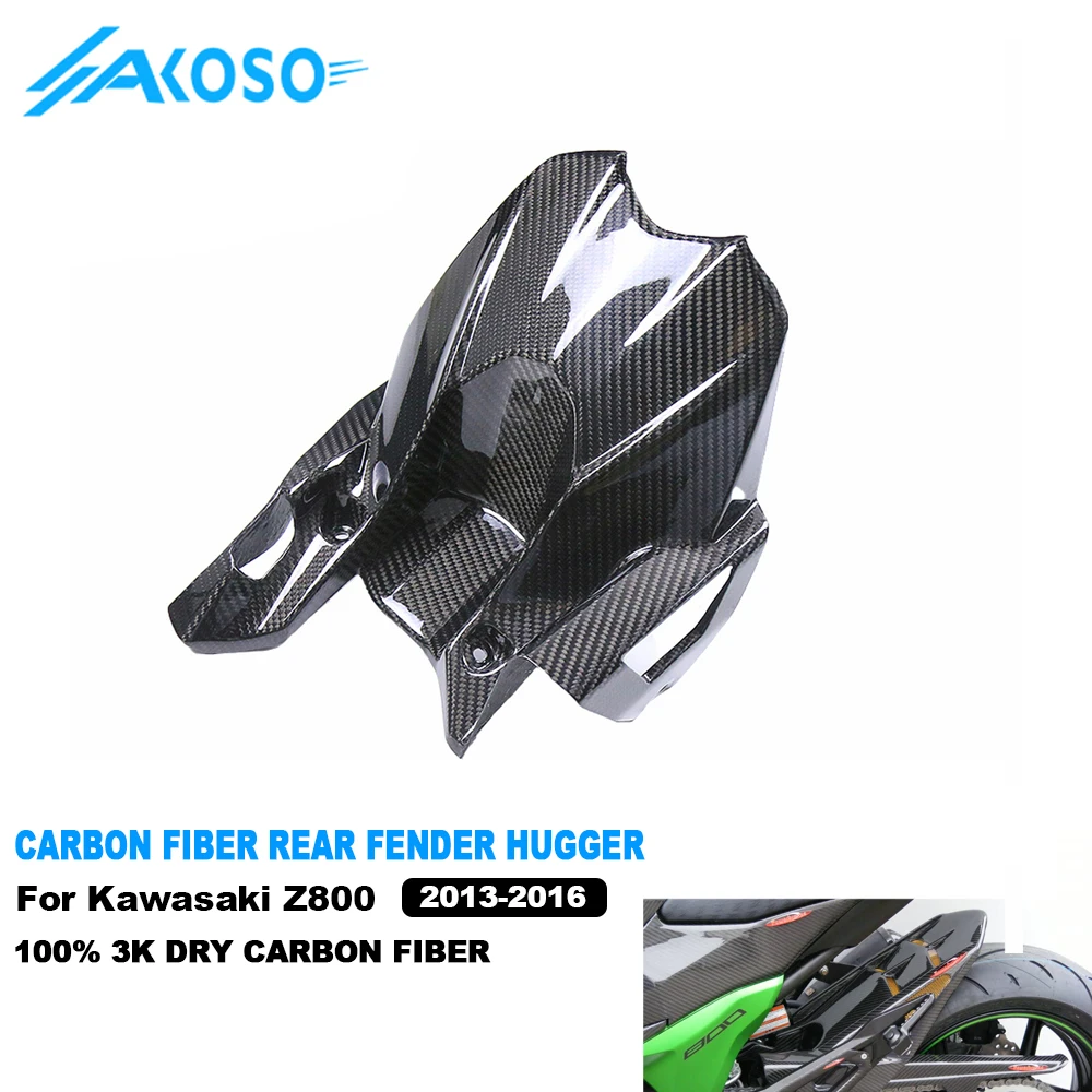 

100% 3K Dry Carbon Fiber Motorcycle Accessories Rear Fender Hugger Mudguard Fairing For Kawasaki Z800 2013-2016