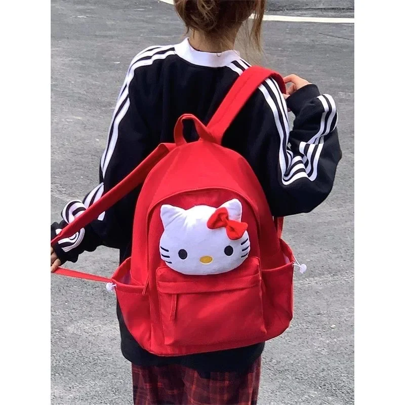 MBTI Red Hello Kitty Backpacks for Women Cute Large Capacity Japanese Fashion Original Backpack College Style Kawaii Female Bag