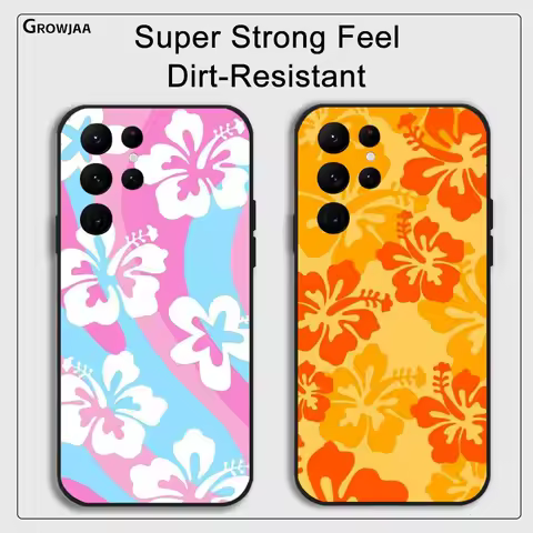Pink On Pink Hibiscus Tropical Phone Case for Samsung Galaxy S24 Ultra S22 S23 Ultra S21 S20 5G Protective Silicone TPU Funda