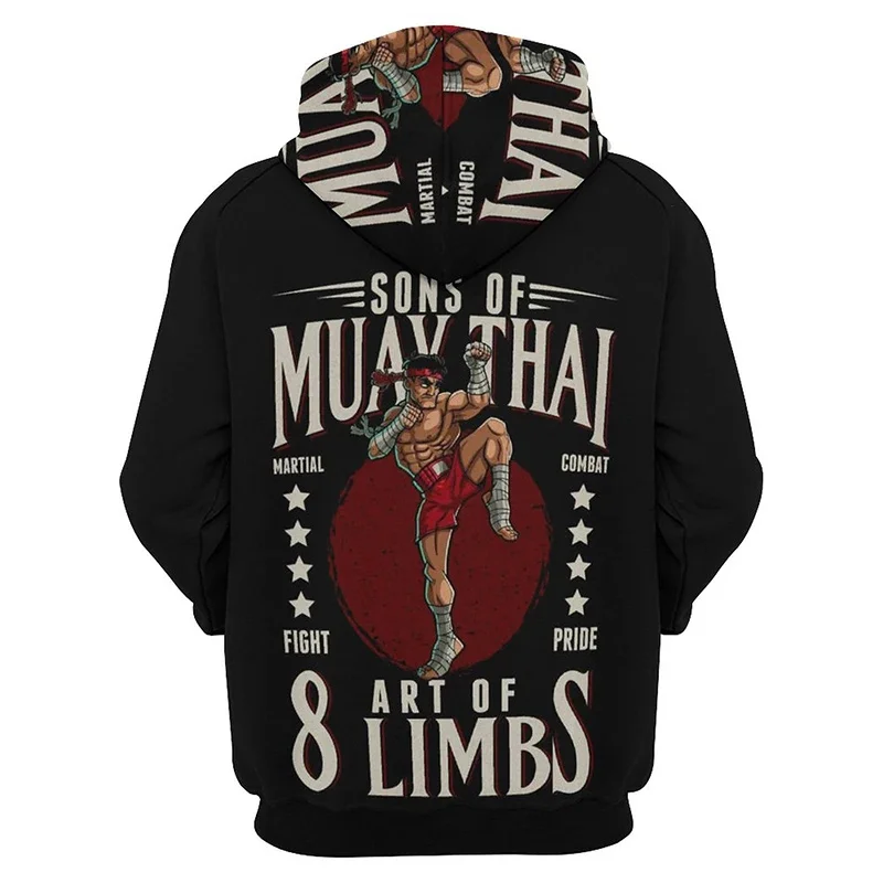 Novo pop 3d muay thai boxer impressão hoodies para homens crianças moda esportes pullovers fitness ginásio boxe moletom harajuku hoodie